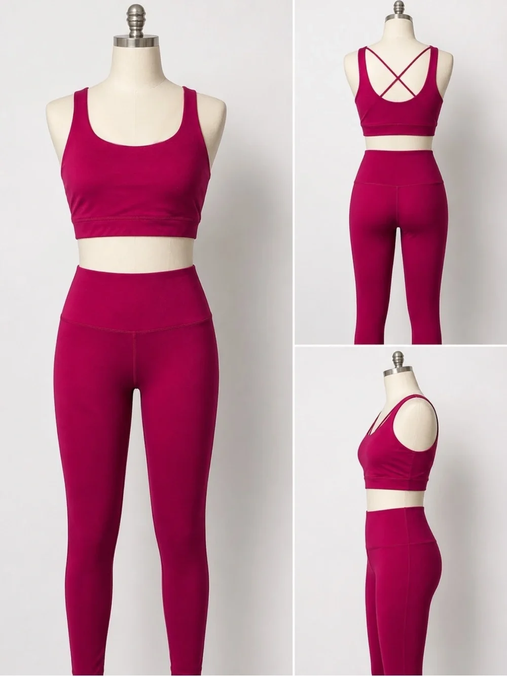 Athleta | NWOT Bright Magenta Matching Workout Set (Sports Bra + Leggings) XS/S
